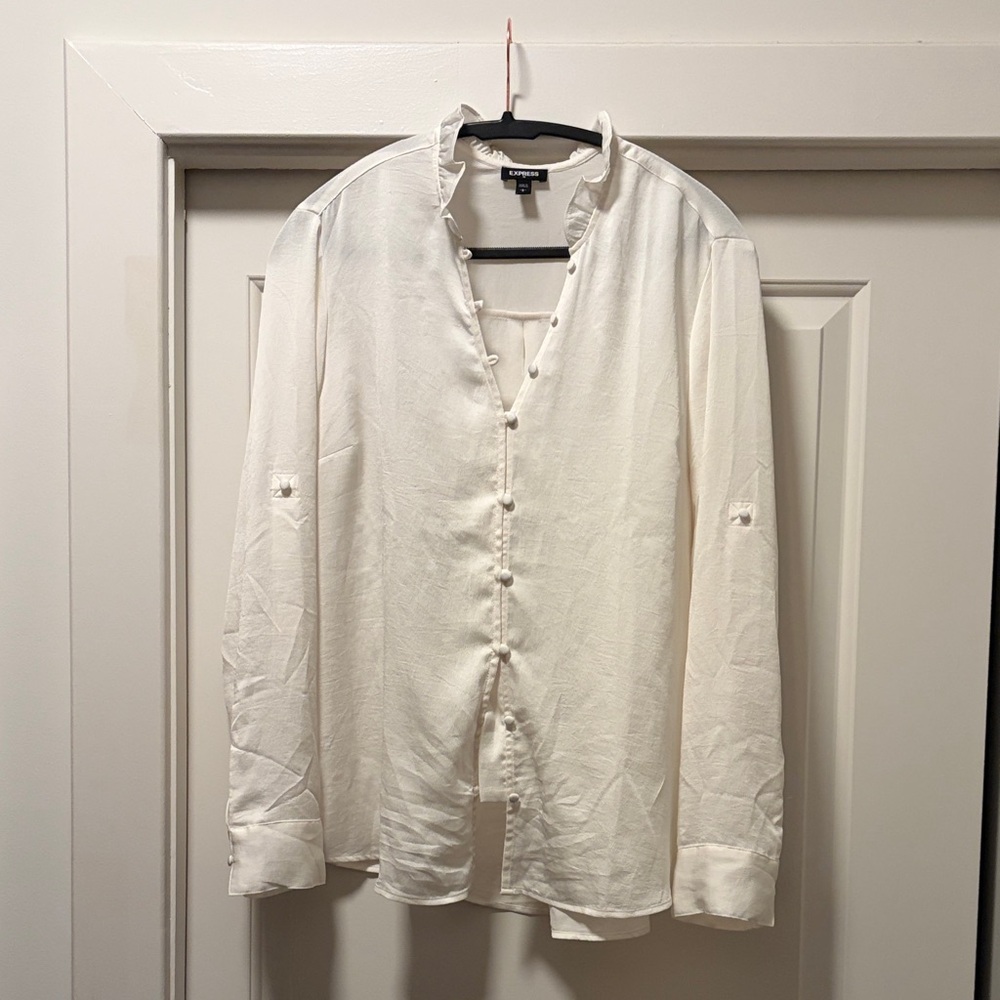 Express light Cream Button-Up Shirt Jacket size large
